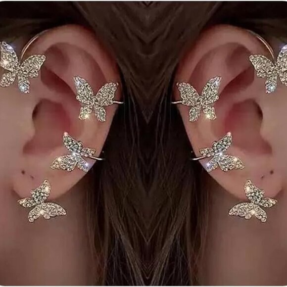 Jewelry - Shining Butterfly Ear Cuffs Zircon Butterfly Earrings for Women Ear Cuffs for Wo